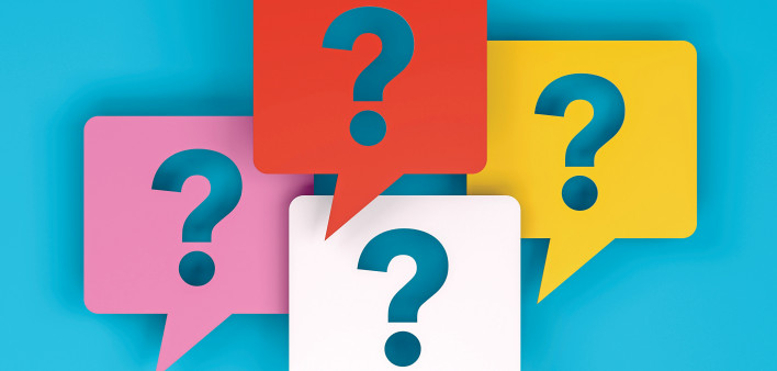 speech bubbles with question marks illustration