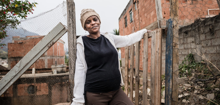 Pregnant Woman Outdoors stock photo Poverty, One Woman Only,